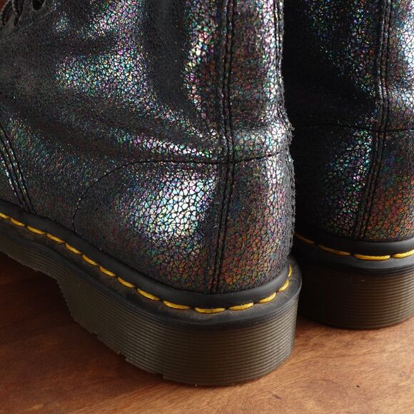 Dr. Martens Combat Boots Womens SZ 8 Gray Iridescent Pascal Lace Up 8 Eye Casual - Picture 8 of 16